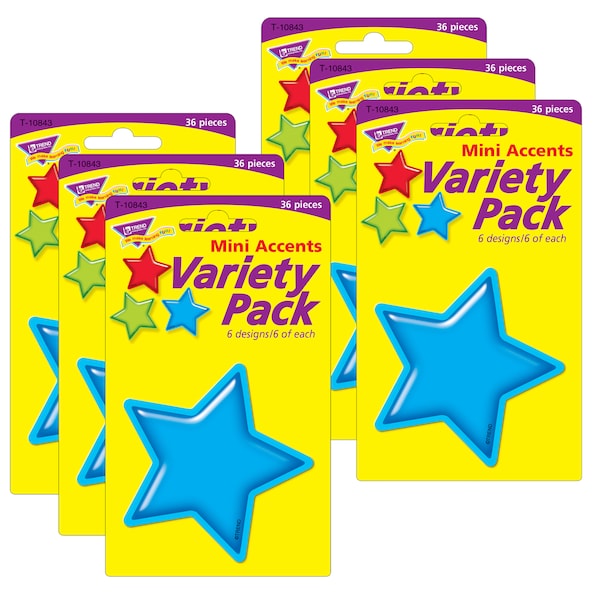 Trend Enterprises Gumdrop Stars Mini Accents Variety Pack, 36 Per Pack, PK6 T10843 - main